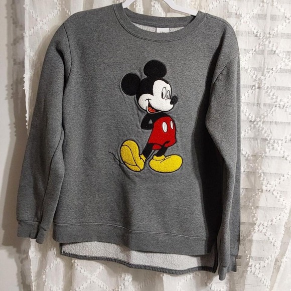 Disney Tops - Womens Medium Disney Mickey Mouse Sweatshirt Gray Pullover